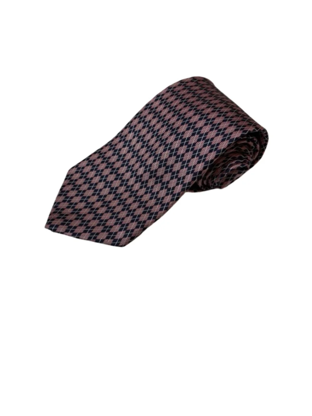 Brooks Brothers Silk Tie Pink Navy Geometric Diamond Pattern Made USA Italy